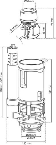 Soupape à double poussoir à Câble NF - FIXOCONNECT